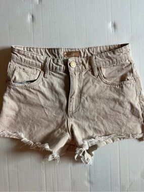 Kut from the Kloth Beige Frayed Hem Denim Shorts
